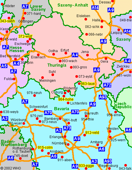 Landkarte Kassel-Nuernberg-464-1-25,  2002 WHO